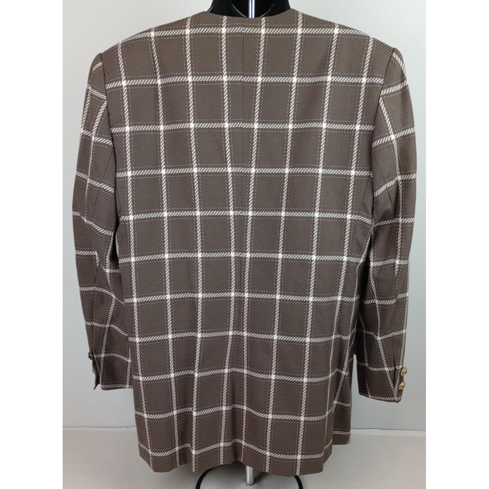 HBS LTD. Women's 14 Brown‎ White Plaid Blazer Jacket - Picture 2 of 13